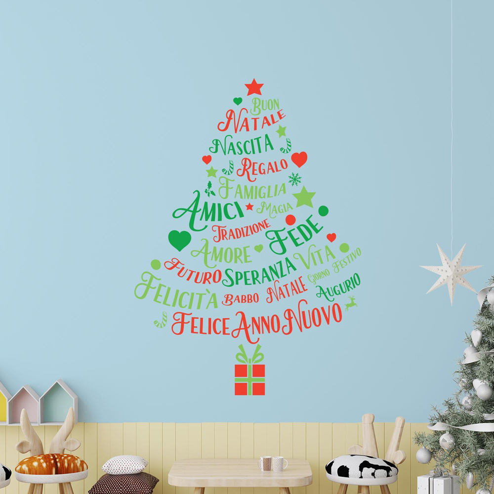 Walplus Italian Quotes Christmas Tree Self Adhesive Wall Stickers 41 Piece Image 3