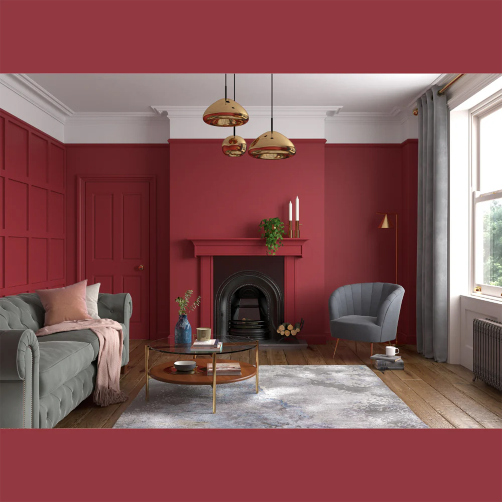 Dulux Heritage Walls and Ceilings Pugin Red Velvet Matt Emulsion Paint 1L Image 4