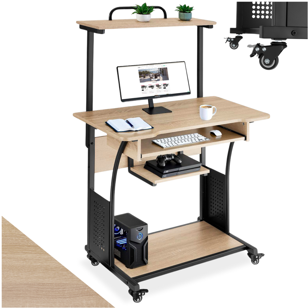 tectake Fife Oak Sonoma Office Desk with Keyboard Tray Image 2