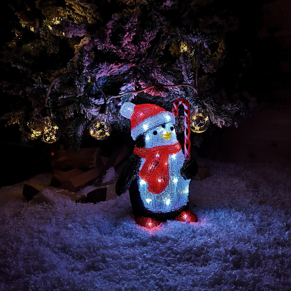 Samuel Alexander Soft Acrylic Penguin with Candy Cane LED Christmas Decoration 30cm Image 6