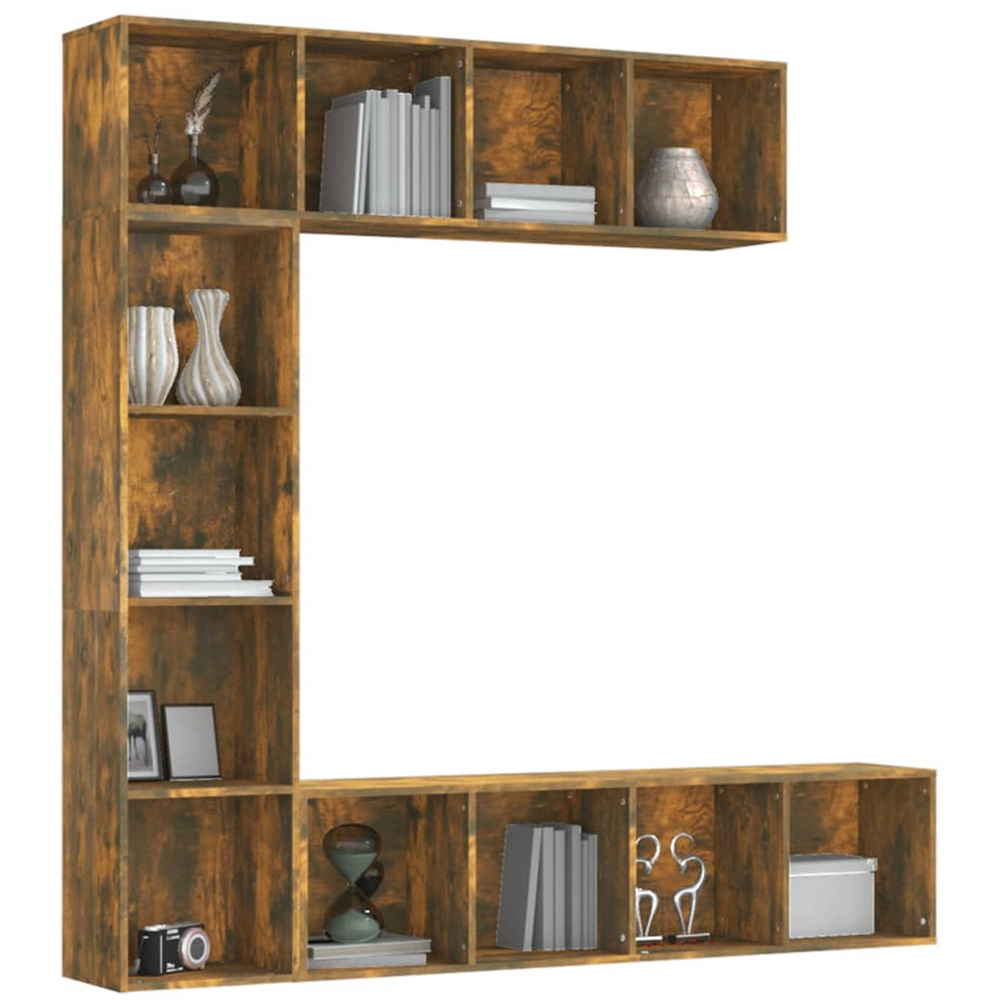 vidaXL 12 Shelf Smoked Oak Bookcase Image 3