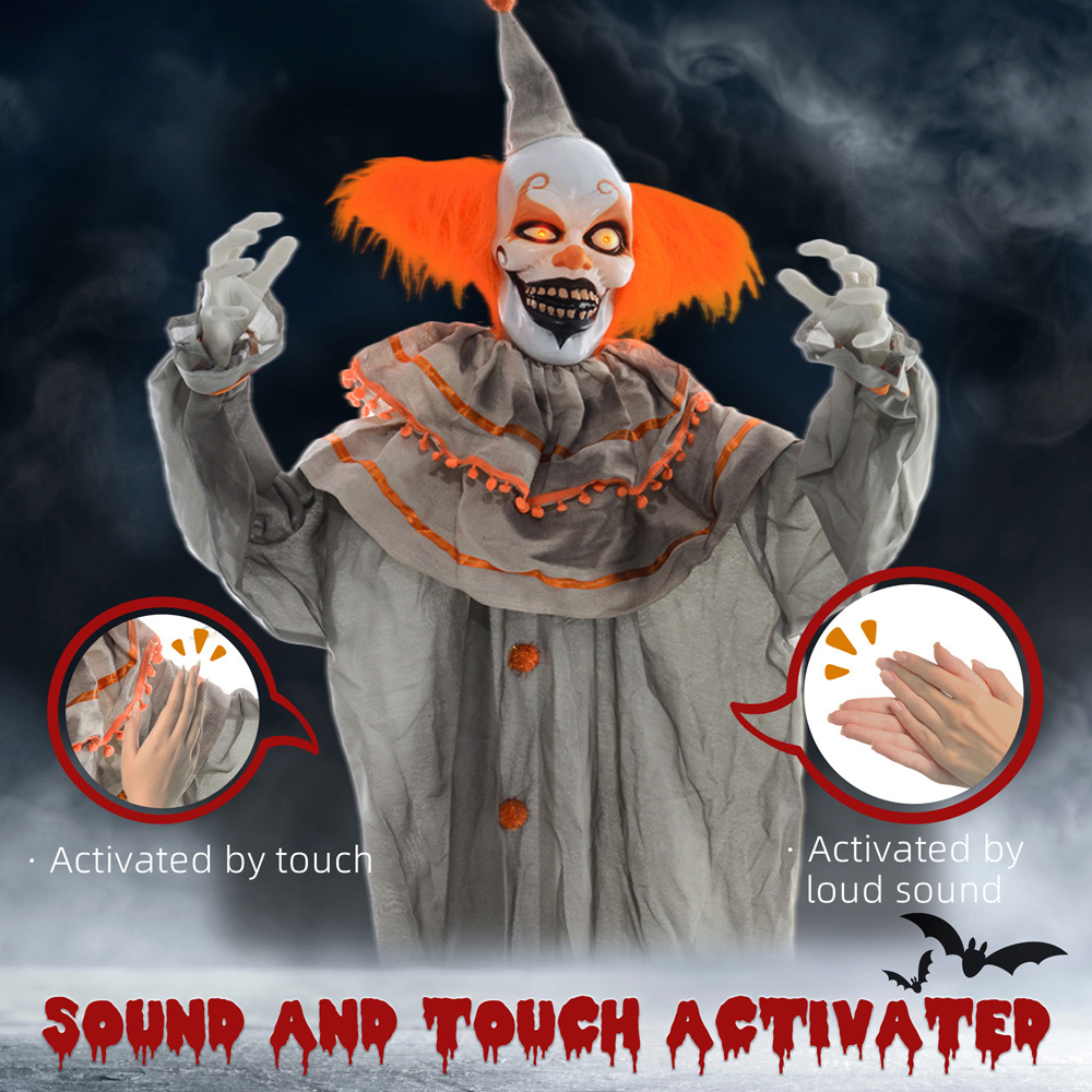 HOMCOM Animated Orange Classic Clown Halloween Prop 6ft Image 6