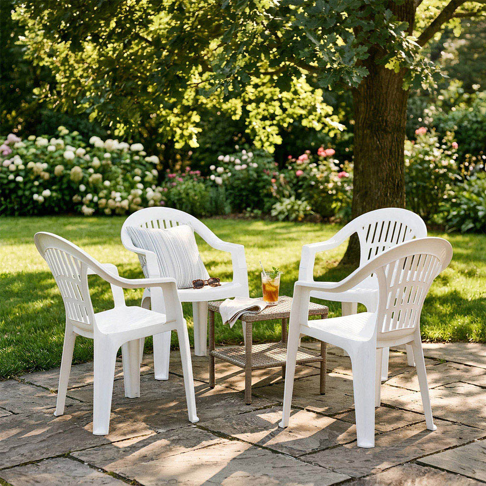 Harbour Housewares Irem Set of 6 White Garden Dining Chair Image 4