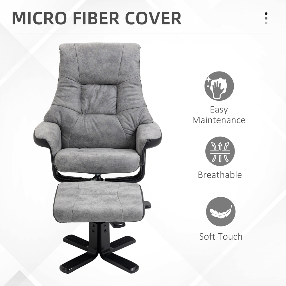 Portland Grey Swivel Armchair with Footstool Image 5