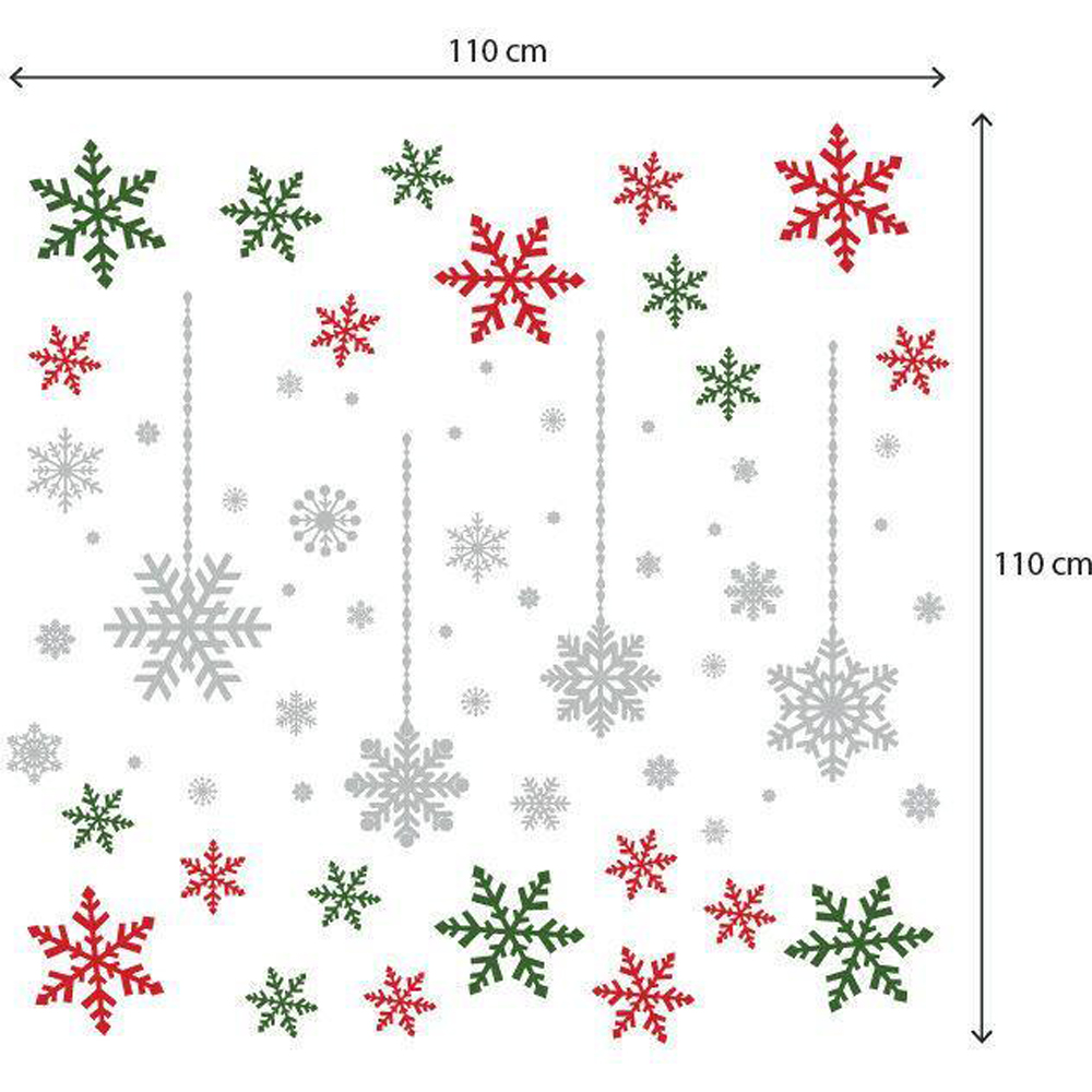 Walplus Silver and Coloured Christmas Snowflakes Self Adhesive Wall Sticker 73 Piece Image 5
