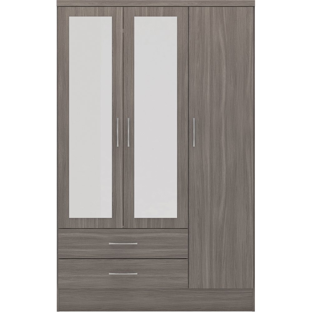 Seconique Nevada 3 Door 2 Drawer Black Wood Grain Mirrored Wardrobe Image 3