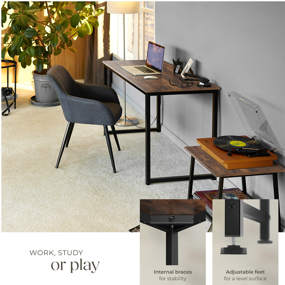 tectake Flint Dark Wood Office Desk 140 x 59 x 76.5cm Image 4