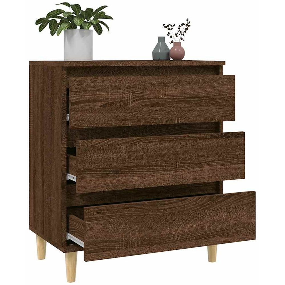 vidaXL 3 Drawer Brown Oak Sideboard Image 4