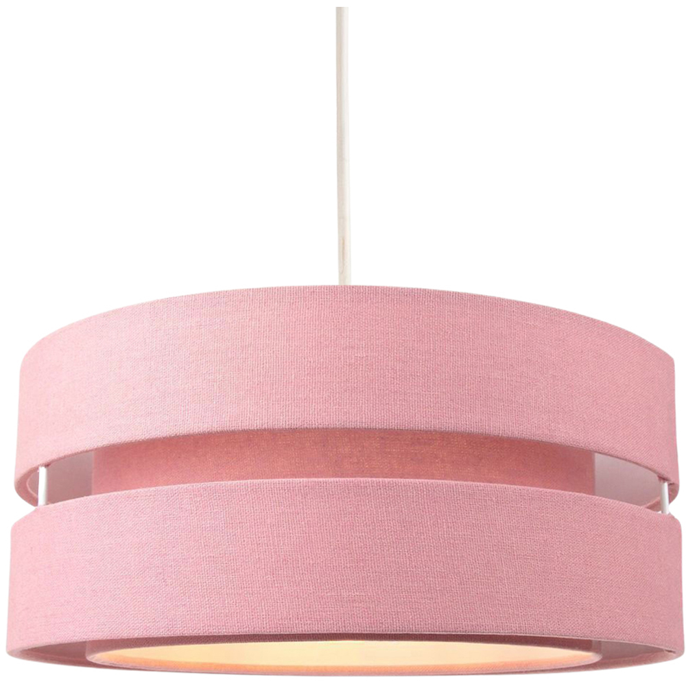 Happy Homewares 3 Tier Pink Linen Fabric Ceiling Pendant Light Shade Image 2