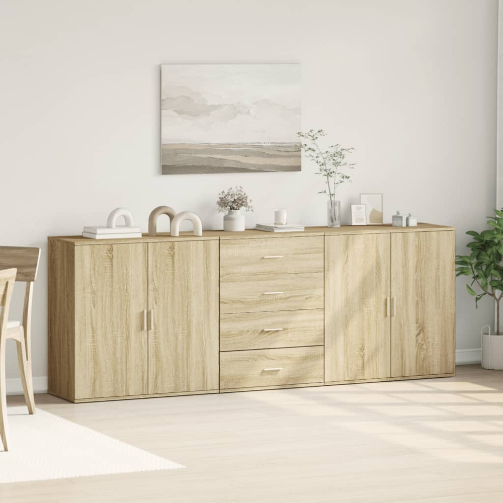 vidaXL 4 Door 4 Drawer Sonoma Oak Sideboard Image 9