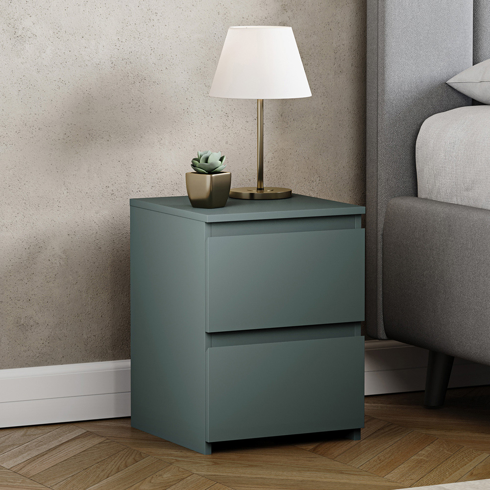 VIDA DESIGNS Denver Jasper Green 2 Drawer Bedside Table Image 5