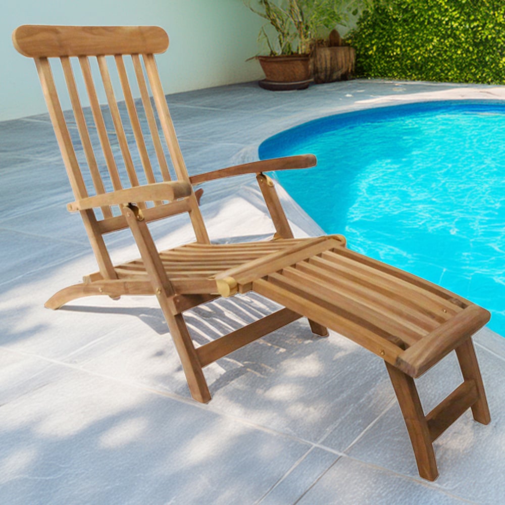 Charles Bentley Teak Steamer Sun Lounger Image 1