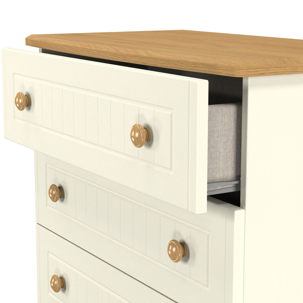 Crowndale Warwick 5 Drawer Cream Ash and Oak Chest of Drawers Image 6