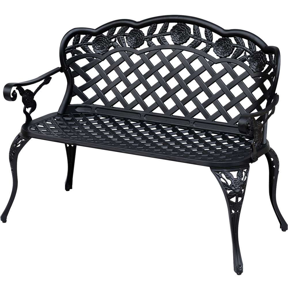 Outsunny 2 Seater Black Garden Bench Image 2