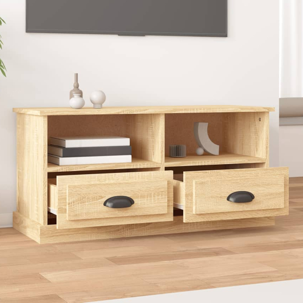 vidaXL 2 Drawer 2 Shelf Sonoma Oak TV Cabinet Image 1