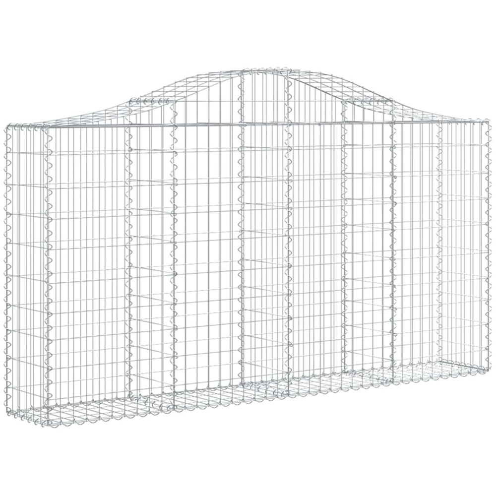 vidaXL Silver Galvanised Iron Arched Gabion Basket 200 x 30 x 100/120cm 3 Pack Image 1