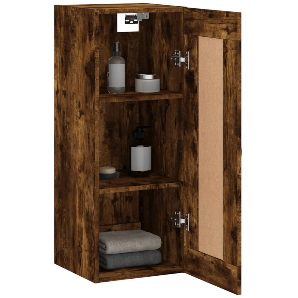 vidaXL Single Door Smoked Oak Wall Mounted Storage Cabinet Image 5