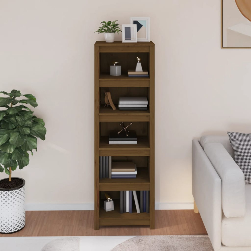 vidaXL 5 Shelf Honey Brown Solid Pine Wood Bookcase Image 7