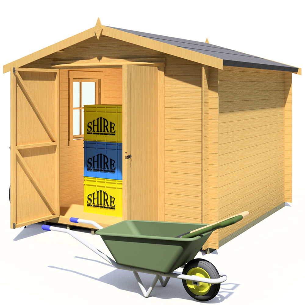 Shire Bradley 9 x 9ft Double Door Pressure Treated Wooden Log Cabin Image 3