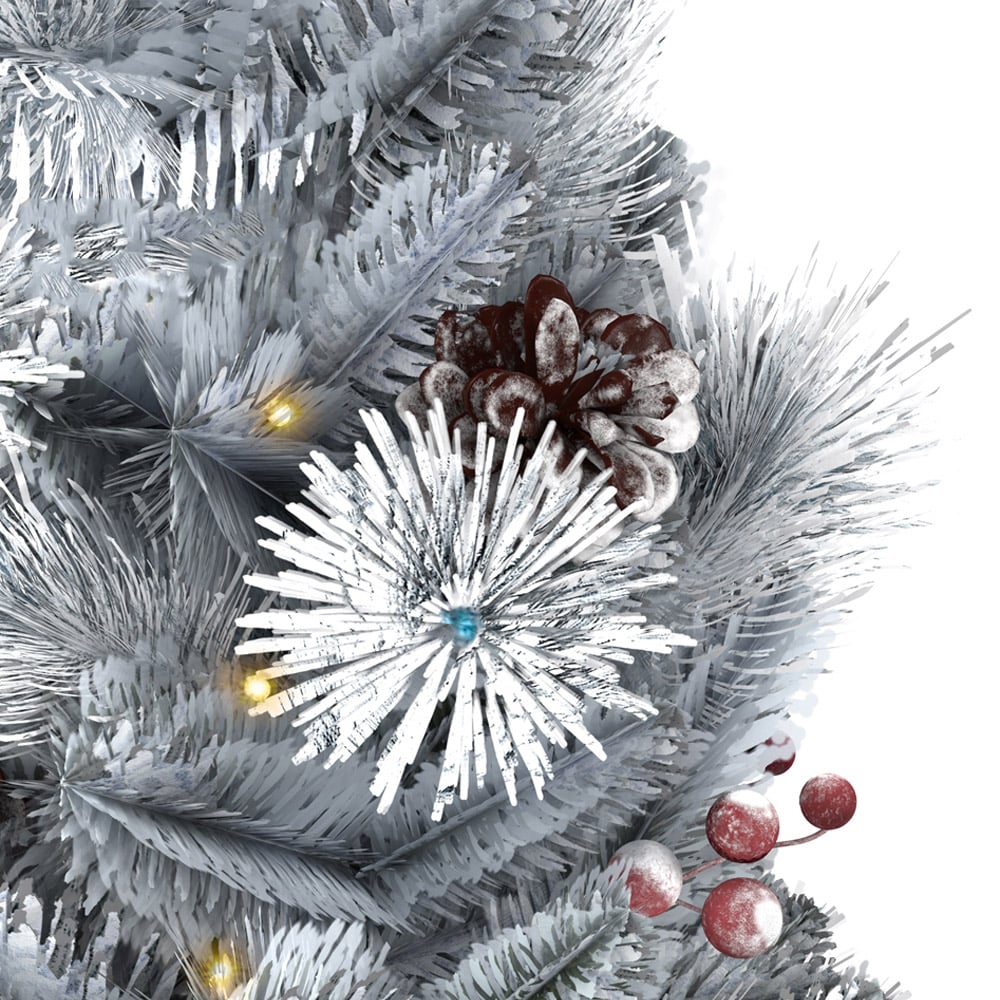 Charles Bentley Pre-Lit Snowy Christmas Garland with Red Berry and Pinecone 180cm Image 4