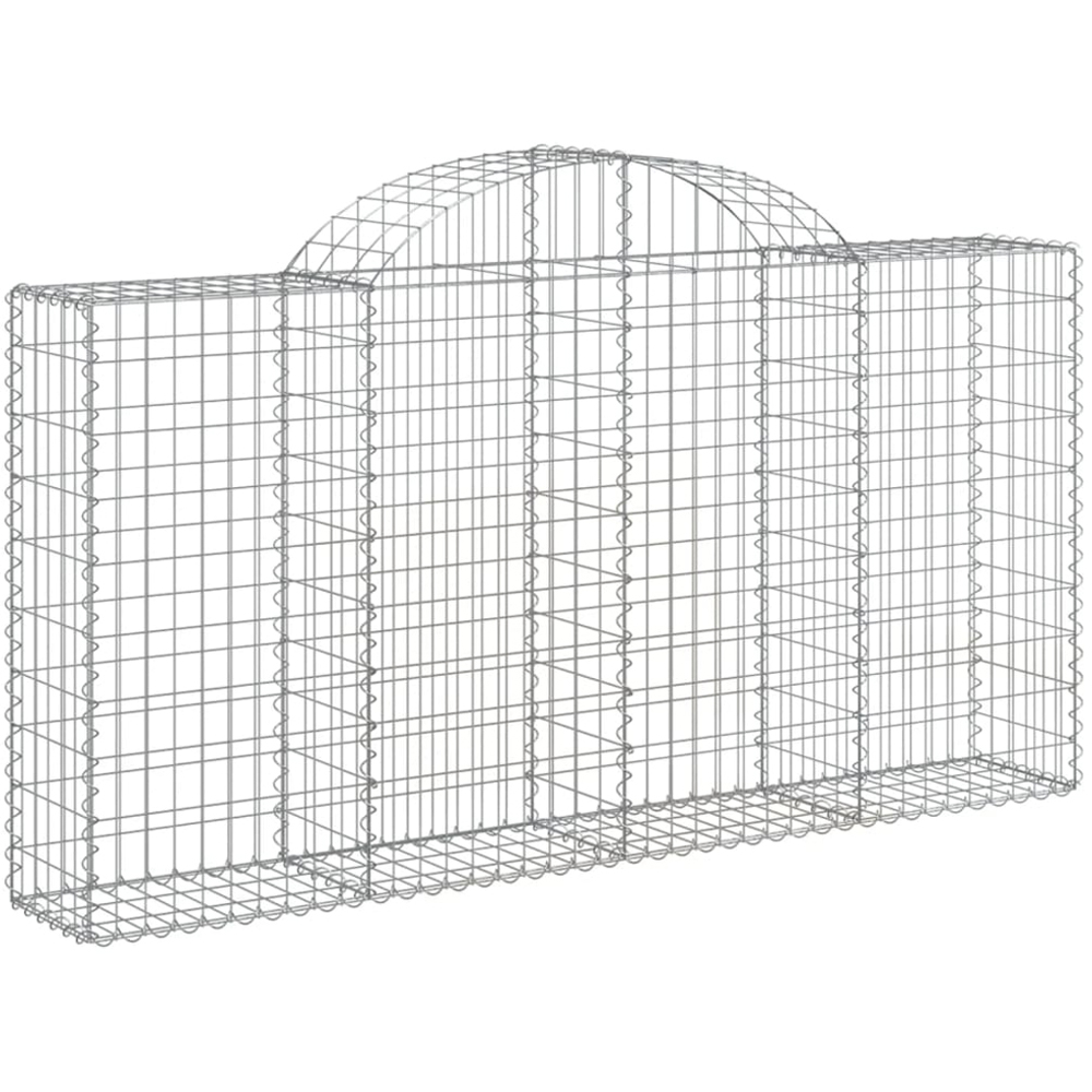 vidaXL Silver Galvanised Iron Arched Gabion Basket 200 x 30 x 100/120cm 6 Pack Image 1