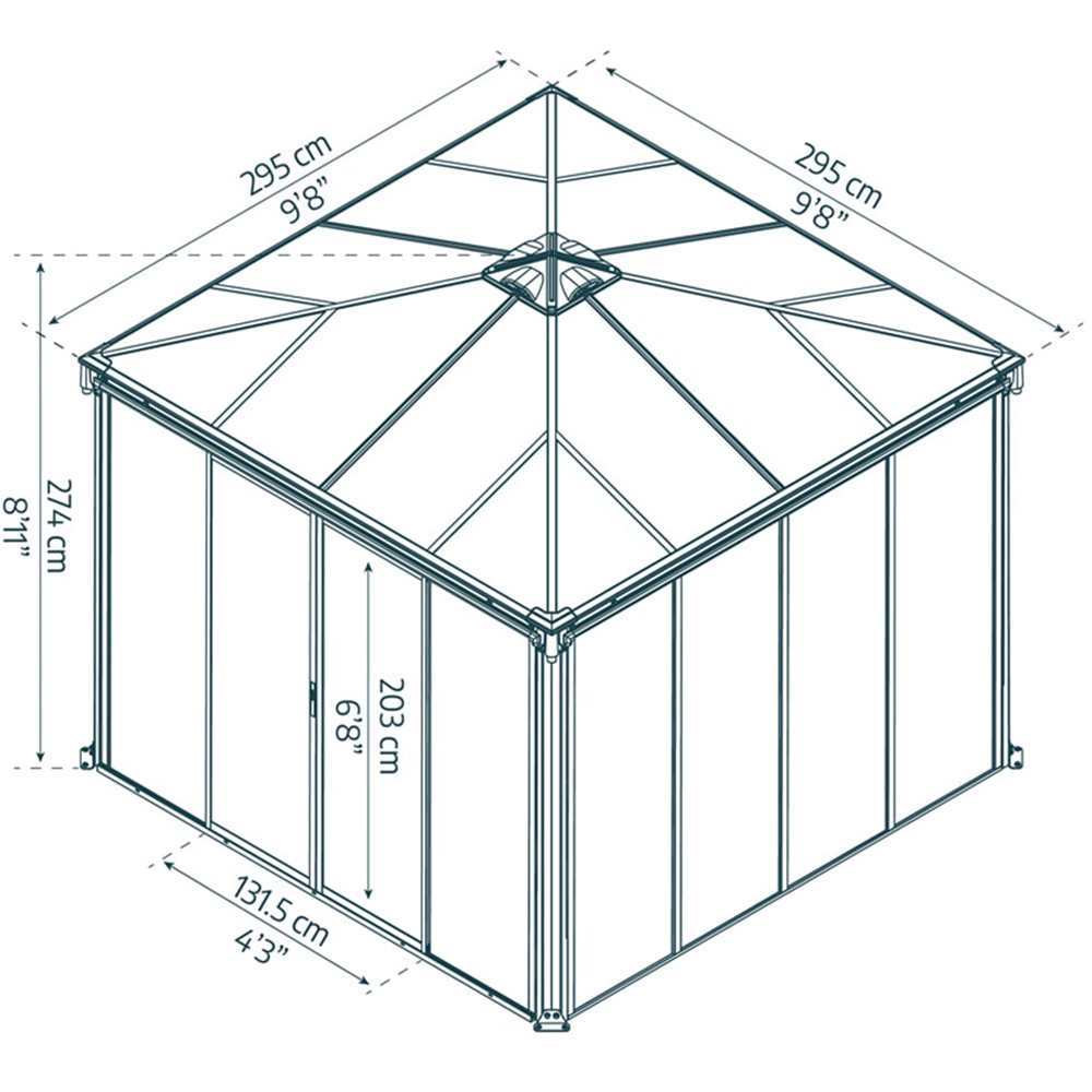 Palram Canopia Ledro 3000 Grey Square Gazebo Image 4
