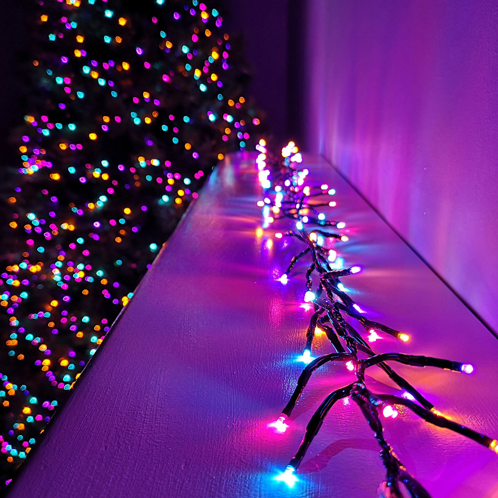 Premier ClusterBrights 2000 Rainbow LED Green Cable Cluster Light 25m Image 1