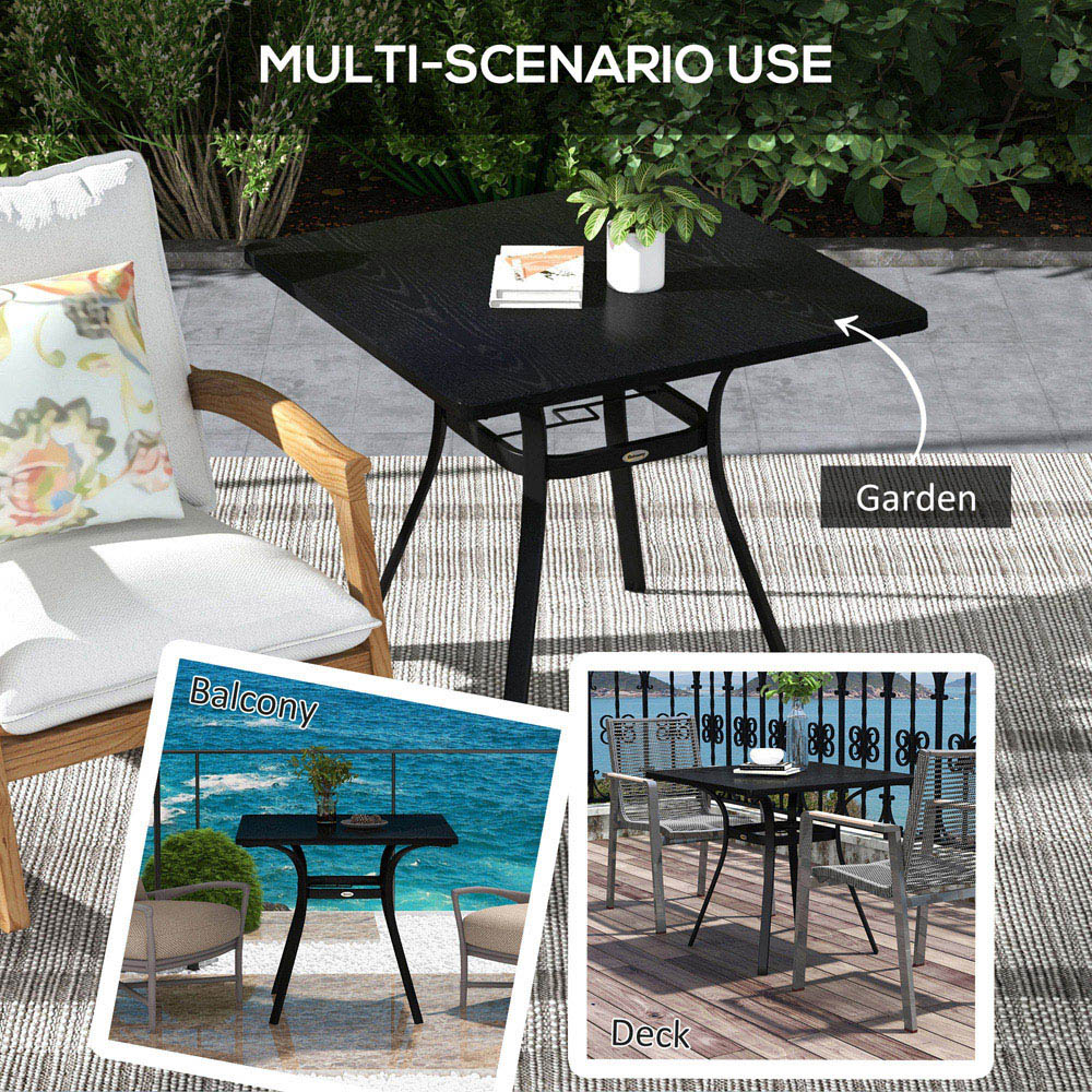 Outsunny 4Seater Steel Garden Table Black Image 6