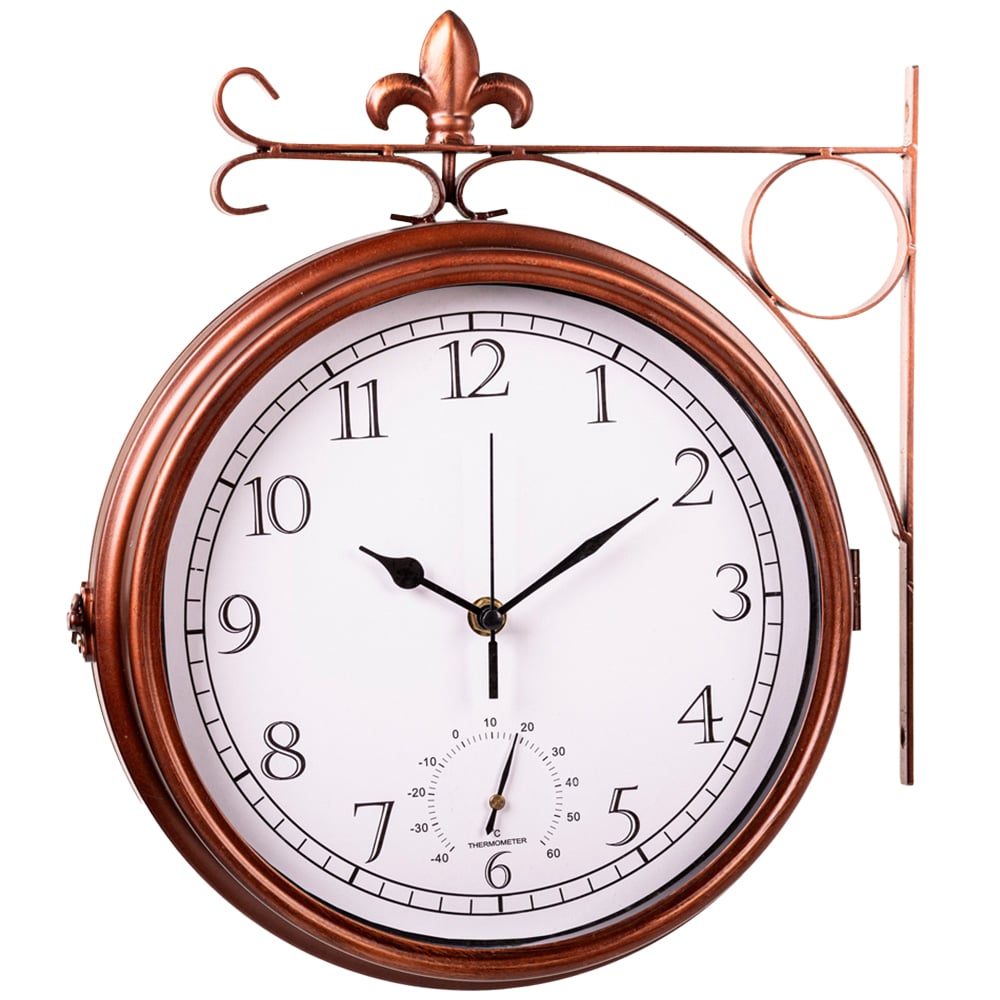 Garden Gear Wyevale Double Sided Station Clock and Thermometer Image 1