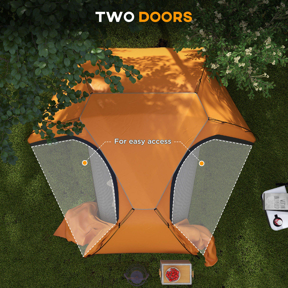 Outsunny 1-2 Person Waterproof Dome Camping Tent Orange Image 6