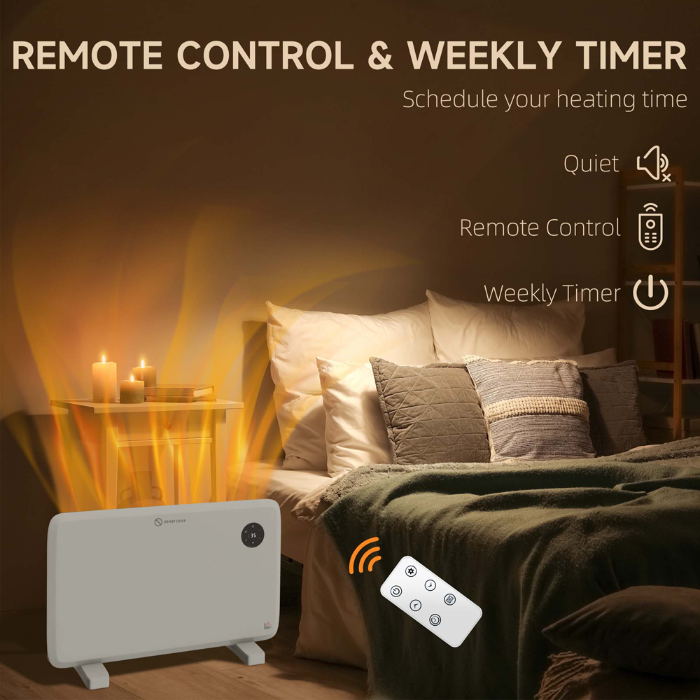 HOMCOM White Electric Convector Heater with LED Display and Remote Image 6