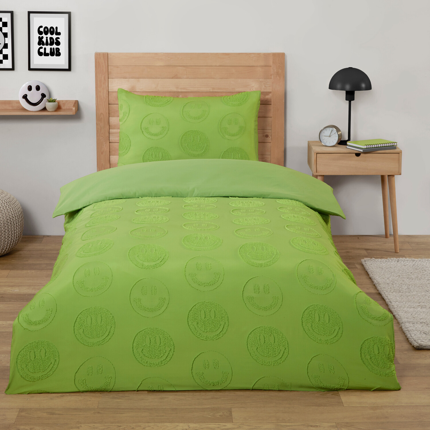 Smilies Embossed Duvet Set Green Image 1