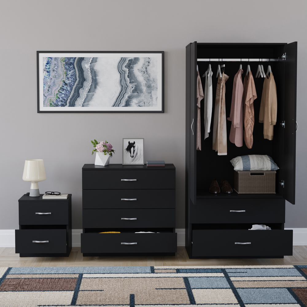 VIDA DESIGNS Riano Black 3 Piece Bedroom Furniture Set Image 3