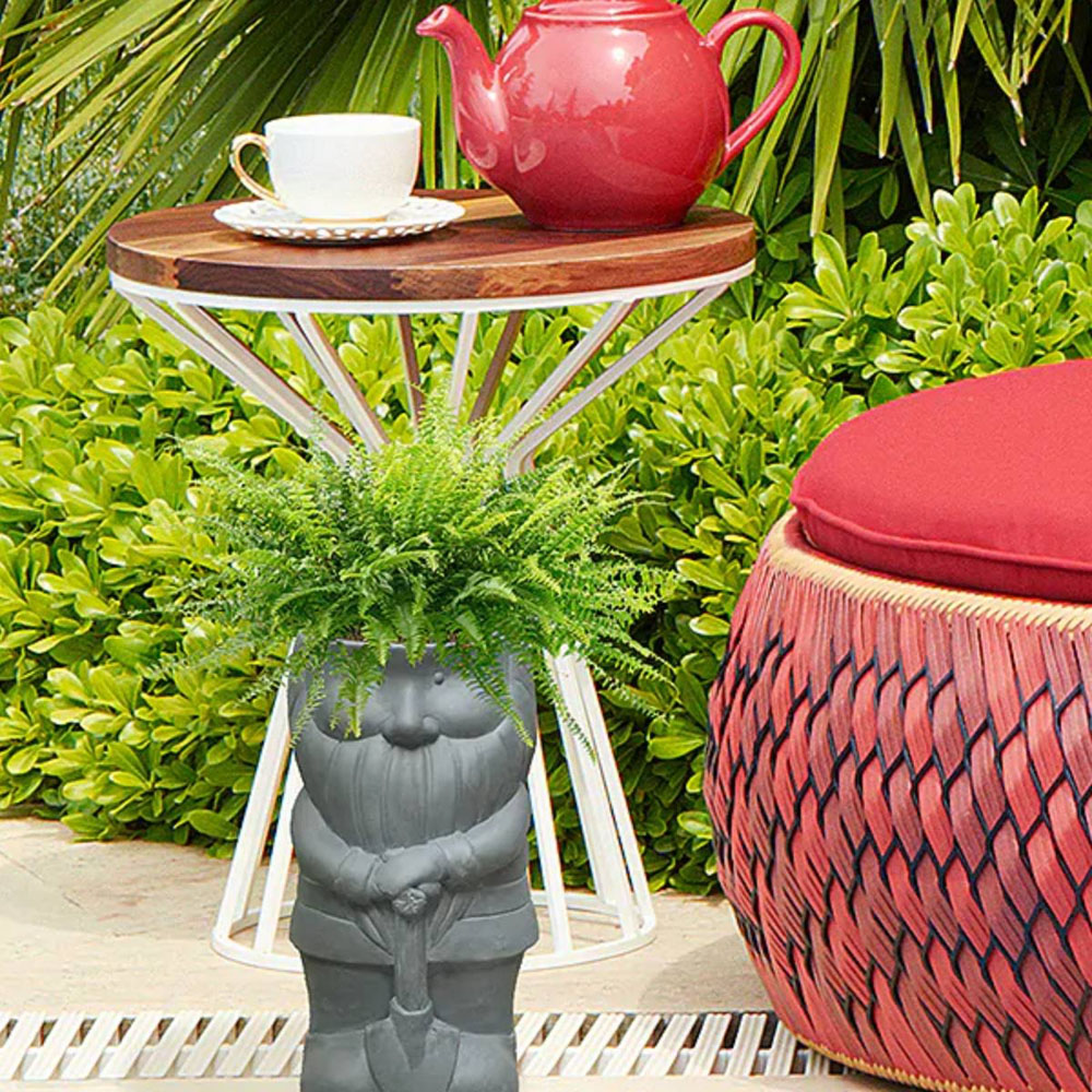 wilko Grey Fibrestone Gnome with a Shovel Outdoor Plant Pot 39cm Image 3