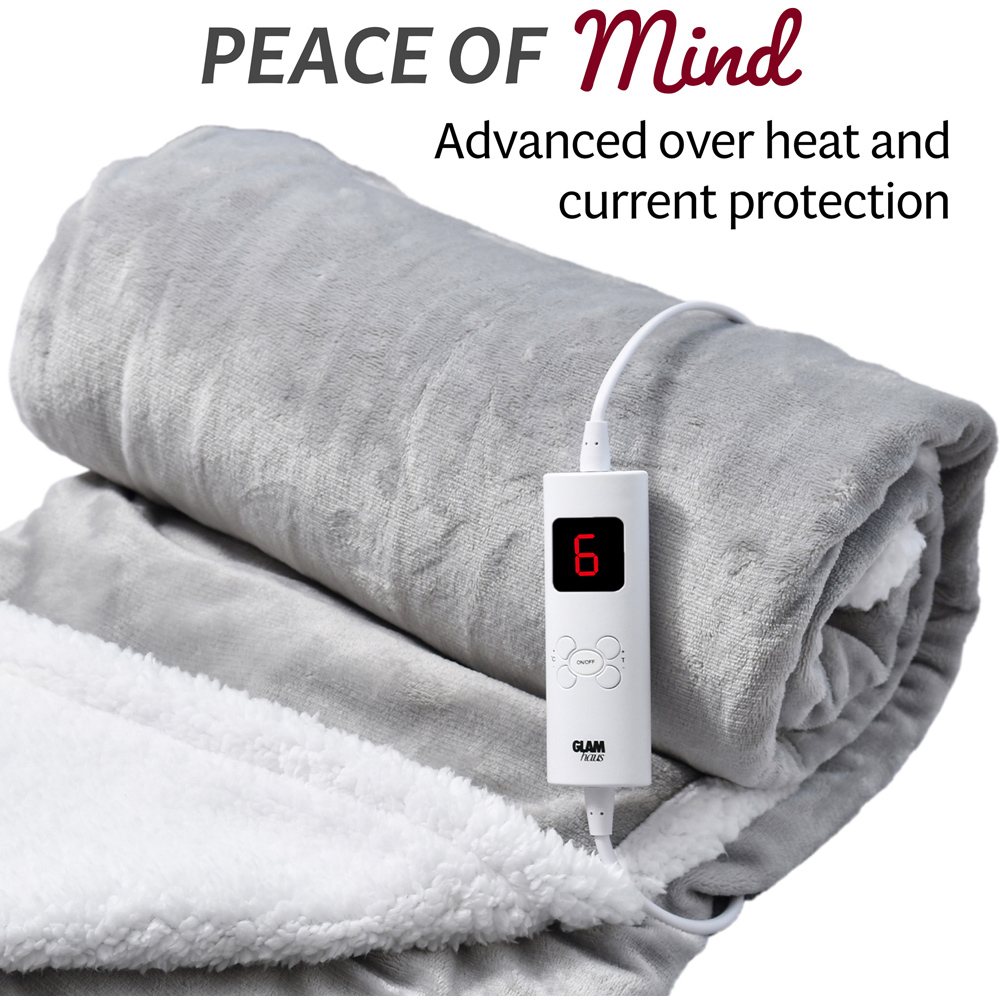 GlamHaus Light Grey Electric Throw 160 x 130cm Image 6