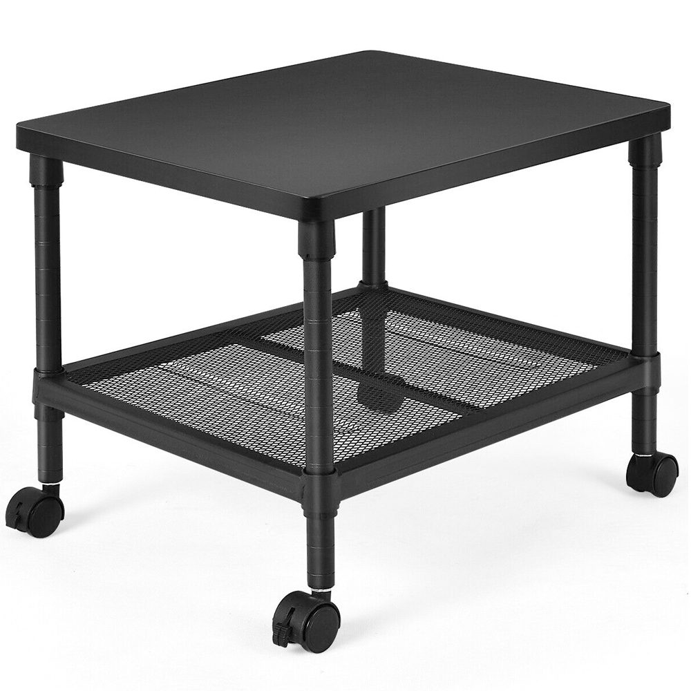 Costway 2 Shelf Black Mobile Printer Stand Image 2