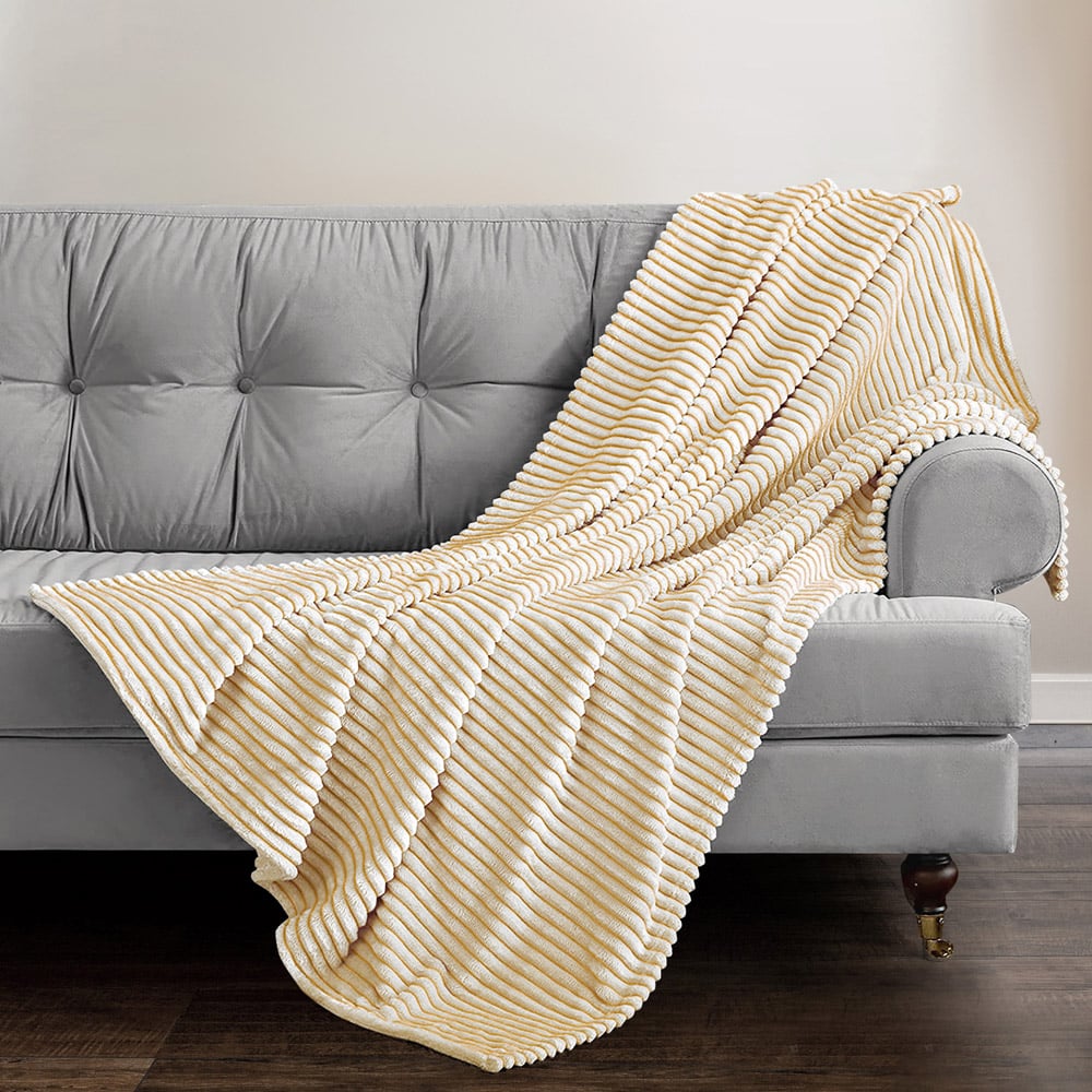 Velosso Ochre Corduroy Printed Throw 150 x 200cm Image 2
