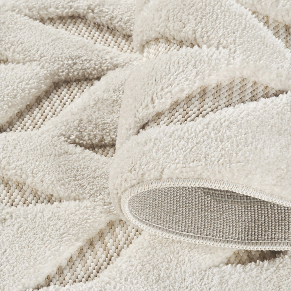 Freya Living Room Area Rug Contemporary 3D Embossed Modern Herringbone Design - Cream 200cm x 290cm Image 3