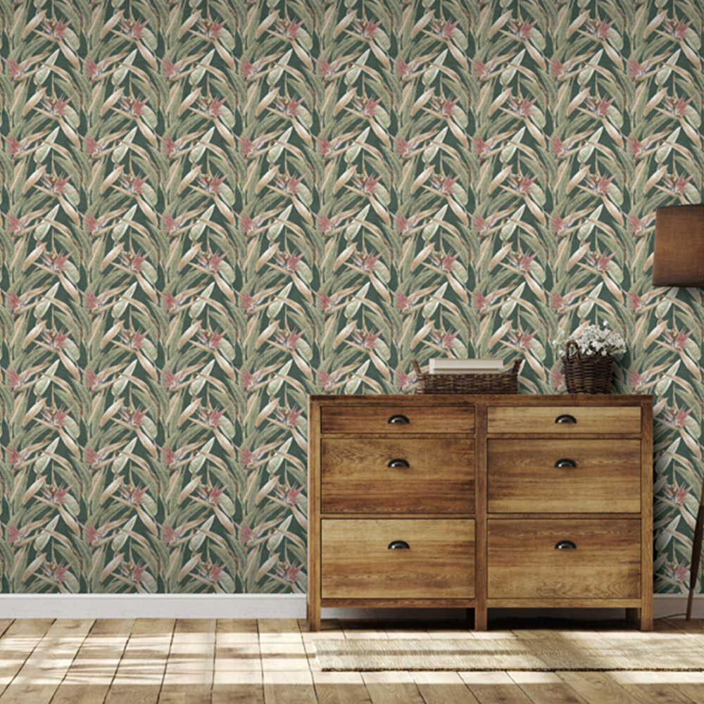 Arthouse Soft Jungle Vines Deep Green Wallpaper Image 2