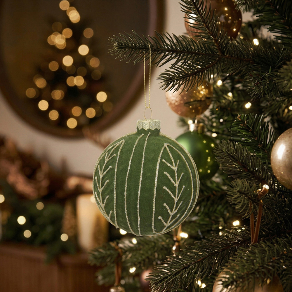 Evergreen Flocked Bauble Image 5