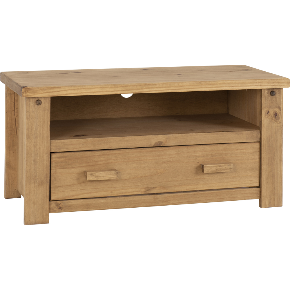 Seconique Tortilla Single Drawer Distressed Waxed Pine TV Unit Image 2