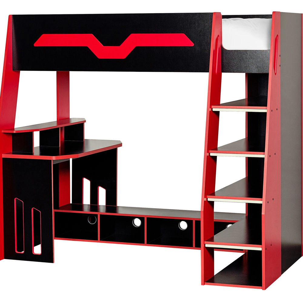 Julian Bowen Eagle Single Black and Red Gaming High Sleeper Bed Image 2
