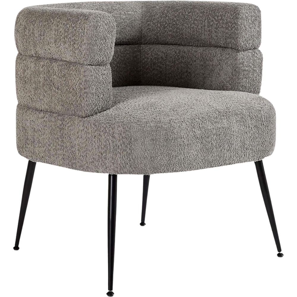 Home Source Grey Boucle Teddy Fur Barrel Accent Chair Image 2