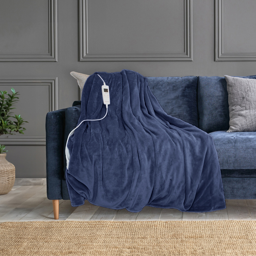 Neo Navy Reversible Over Blanket Electric Heated Throw Image 2
