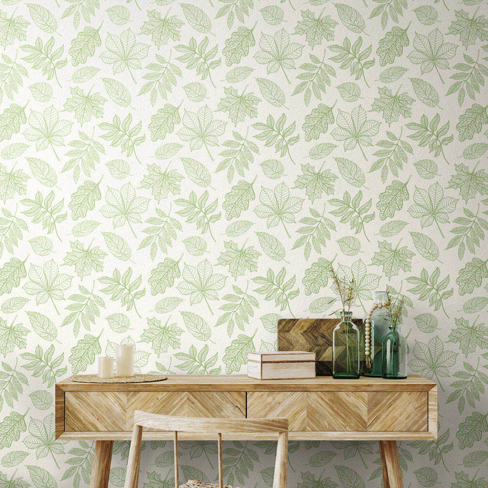 Hoopla Walls Oasis Leaf Silhouette Apple Wallpaper Image 2