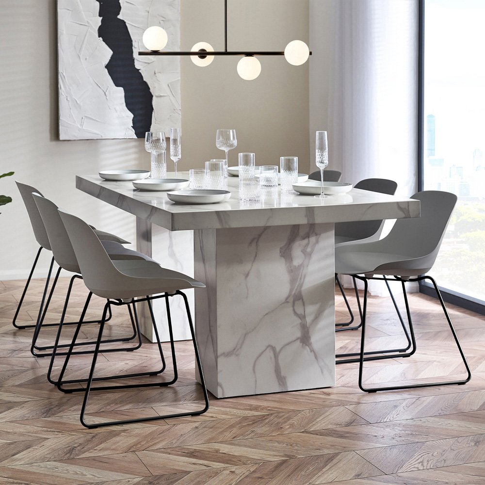 Julian Bowen Rome Marble Effect 6 Seater Dining Table White Image 8