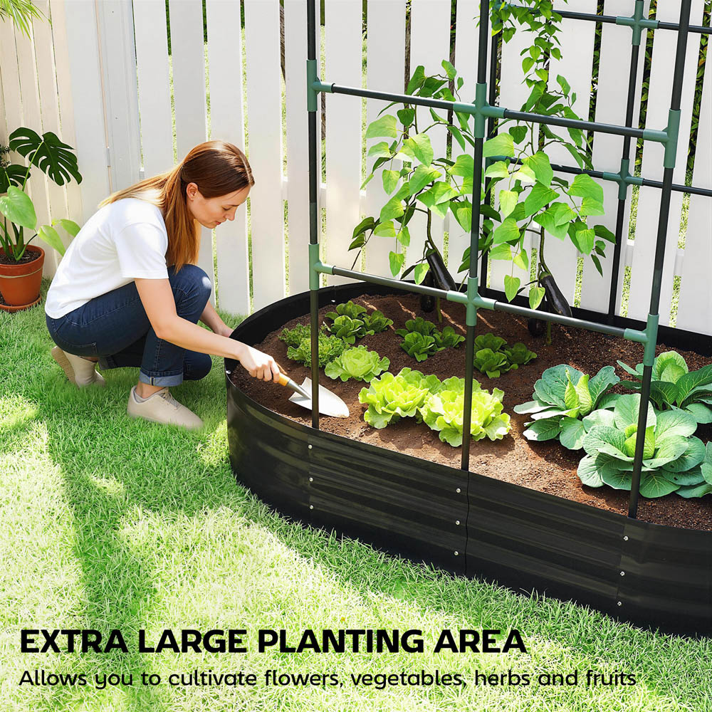 Outsunny Dark Grey Galvanised Raised Garden Bed with Trellis 180 x 90 x 160cm Image 6