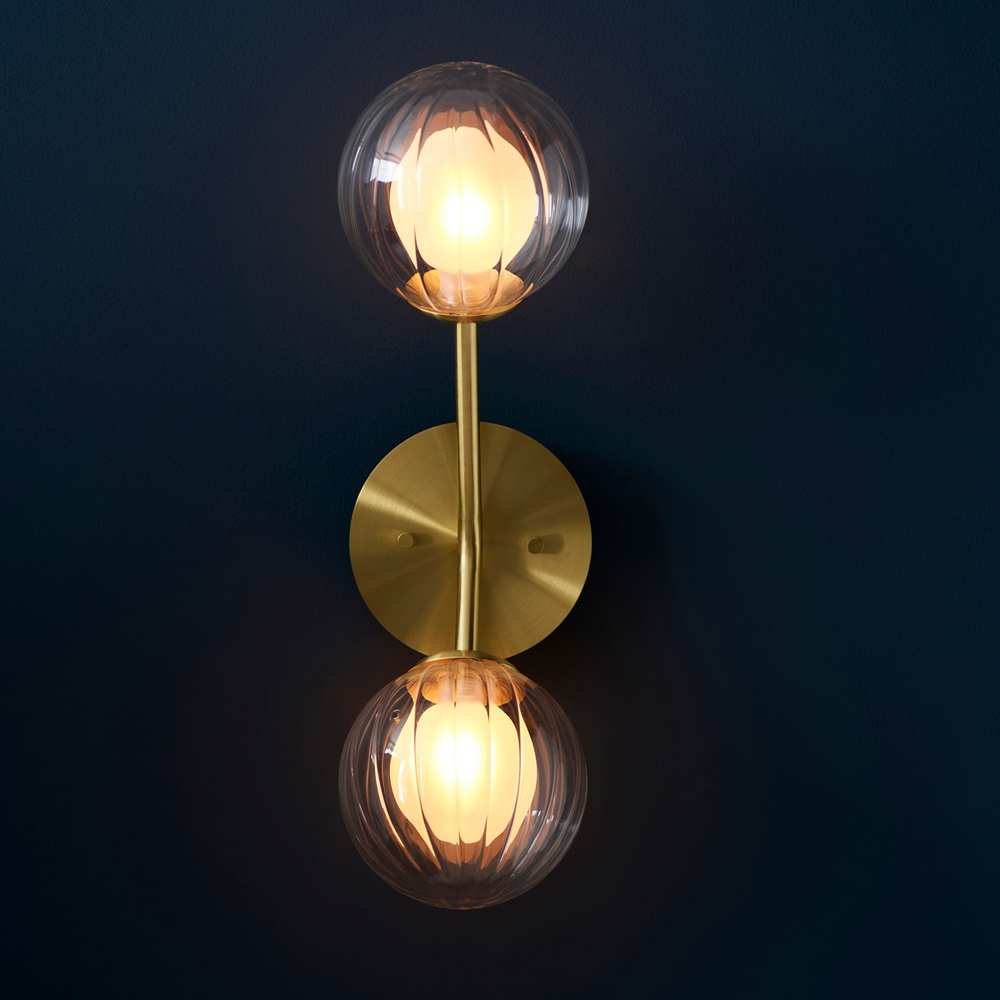 Merano Rome 2 Light Glass Satin Brass Plate Wall Light Image 4