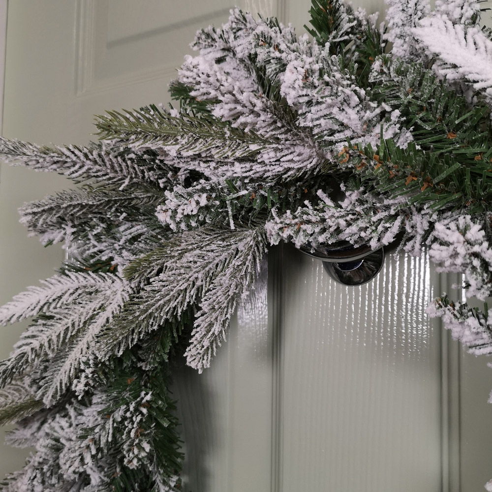 Samuel Alexander Snow Flocked Christmas Wreath Green 45cm Image 3