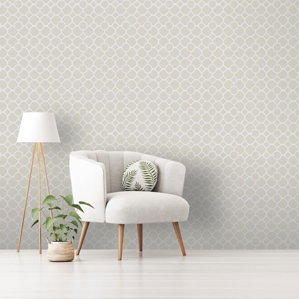 RHS Lattice Fretwork Natural Wallpaper Image 5